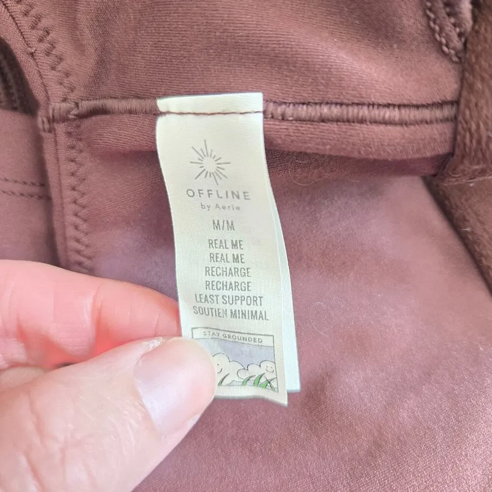 Aerie Offline Real Me Recharge Minimal Support Bra Longline Brown Women Medium